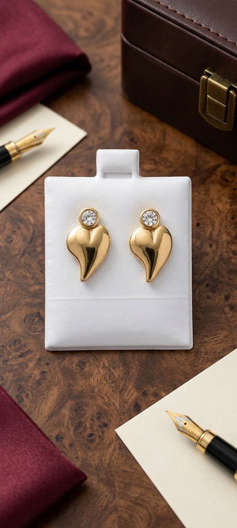 Aretes en forma de hoja con cristal - Nice