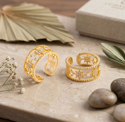 Anillo ajustable con cristales 18k - Marca Nice