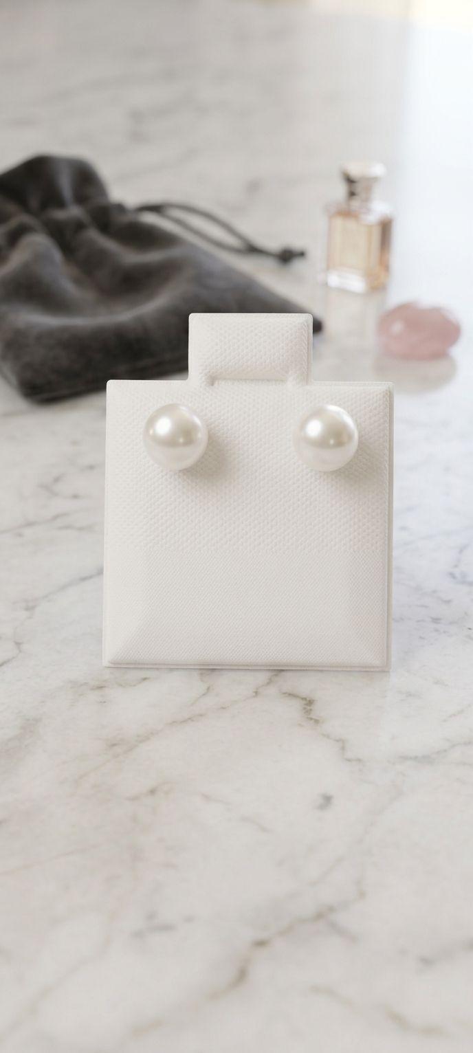 Aretes para niña con perla bañados en platino - Nuevos