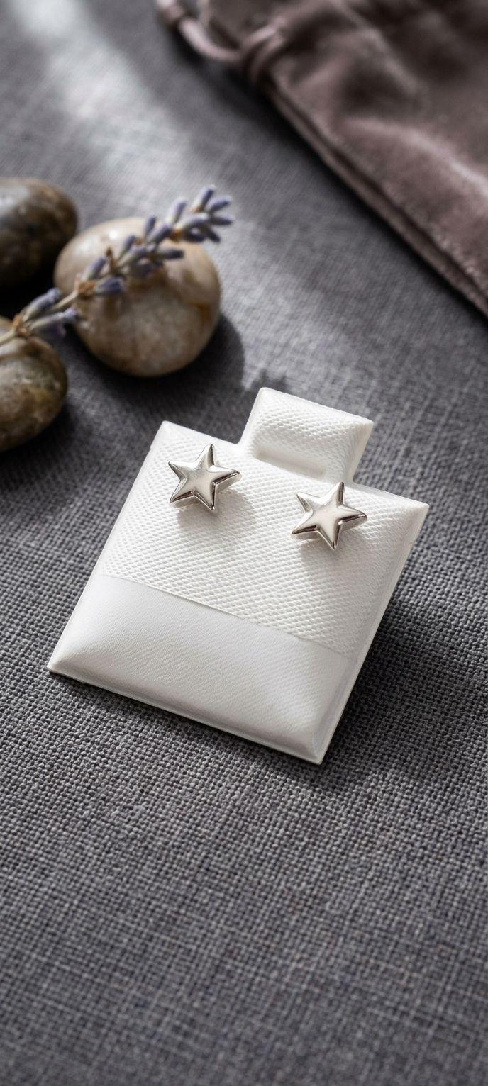 Aretes de estrella para niña, bañados en platino - Nuevos