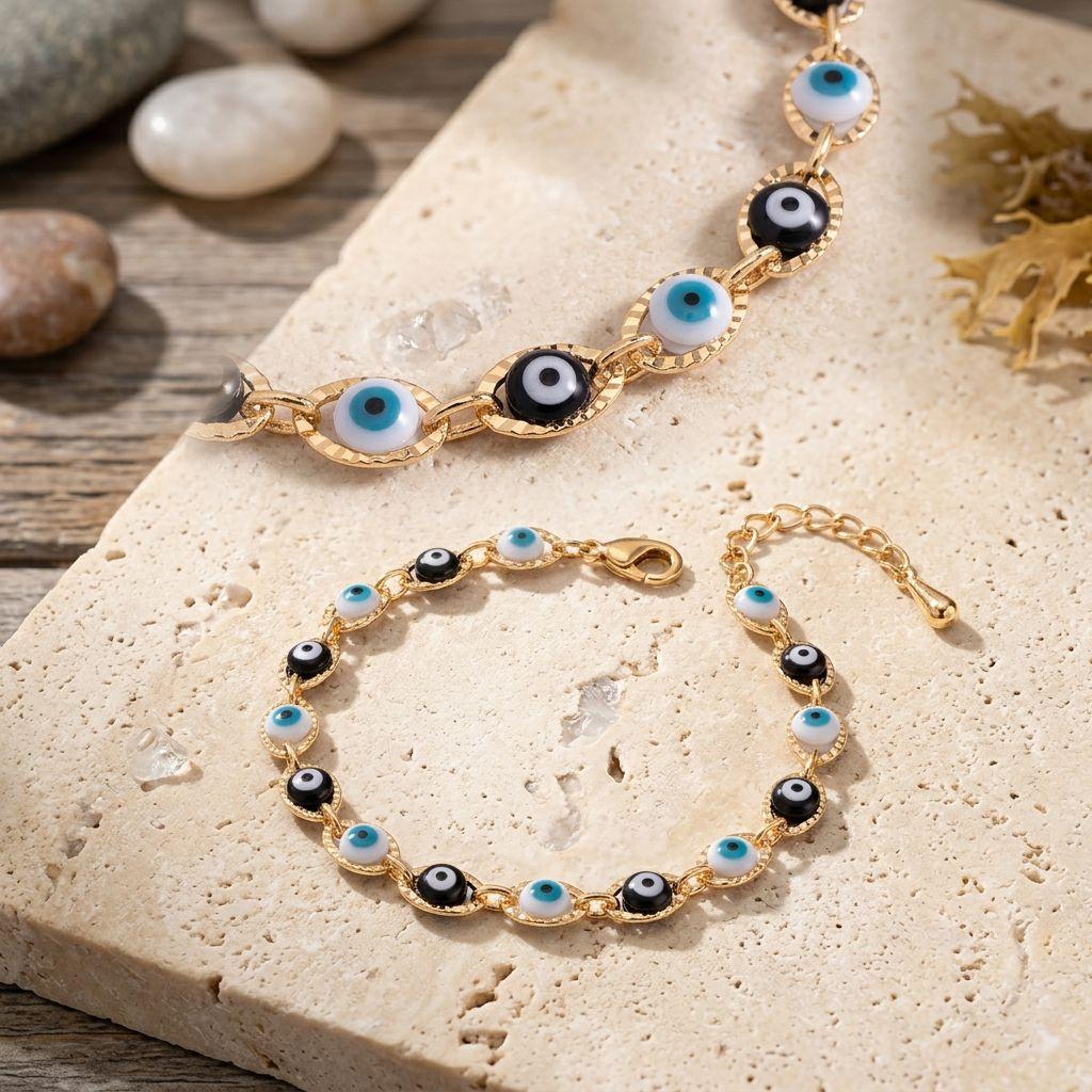 Pulsera de Ojitos de Oro 18k - Nueva de Nice