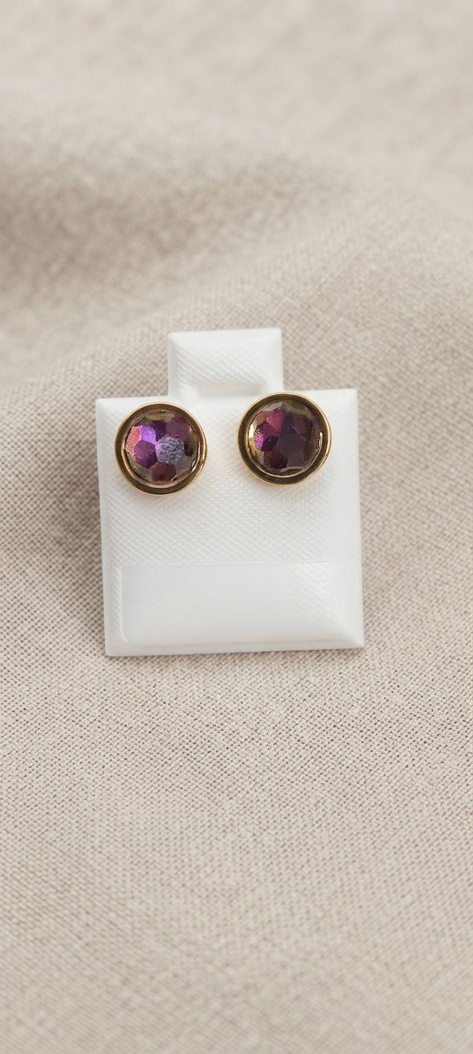 Aretes con cristal tornasol de 18k - Marca Nice