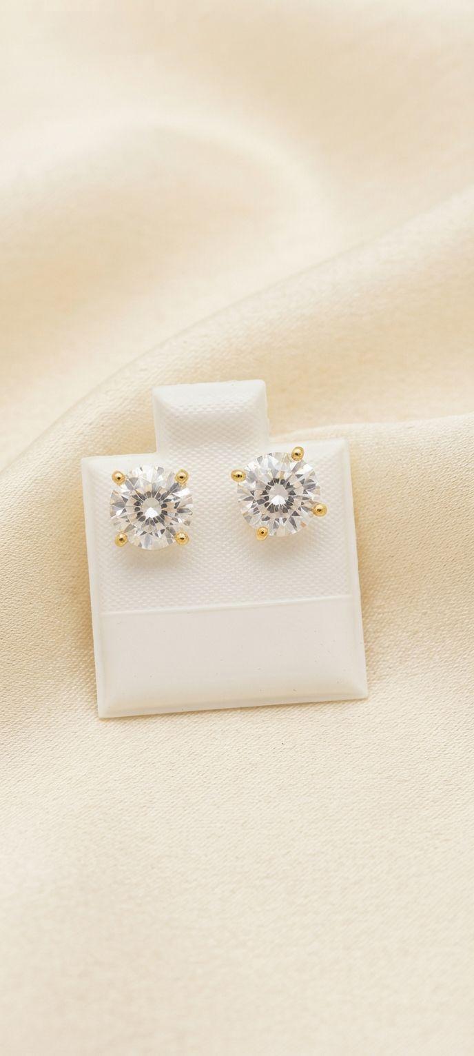 Aretes cuadrados con cristal y baño de oro 18k - Nuevos