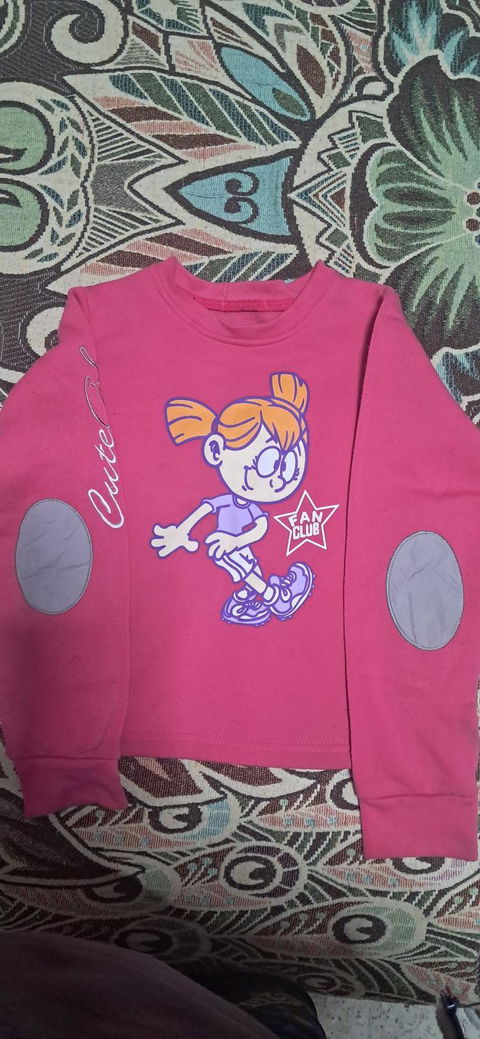 Sudadera rosa para niña con estampado - Talla 5 a 8 años