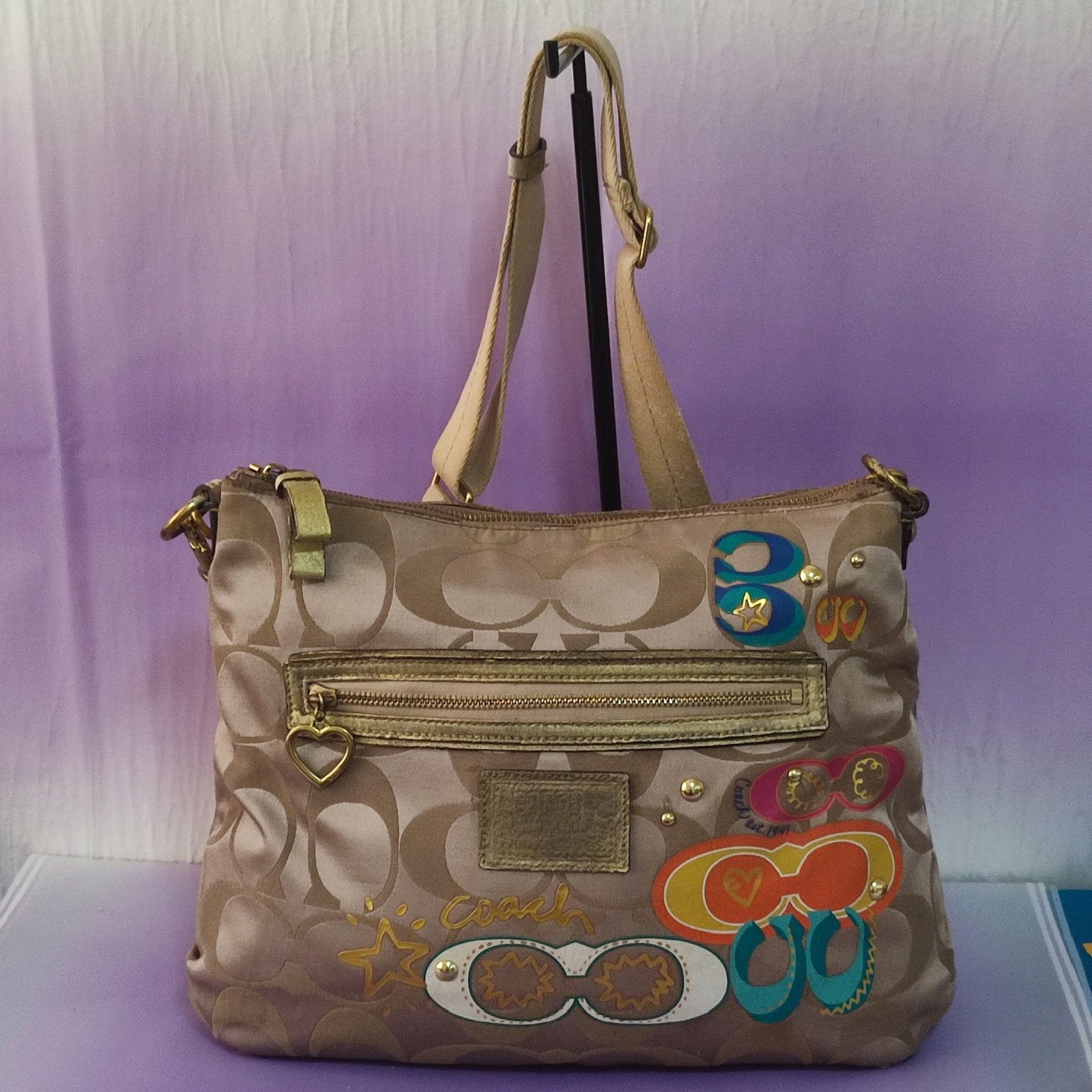 Bolso Coach Poppy Dorado Strap en Buen Estado