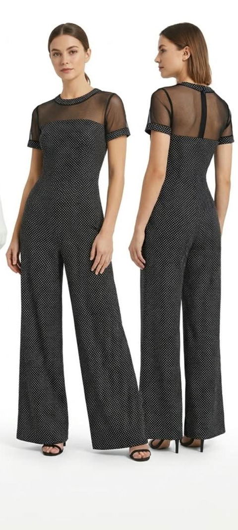 Jumpsuit de Mujer con Detalles de Malla y Estampado