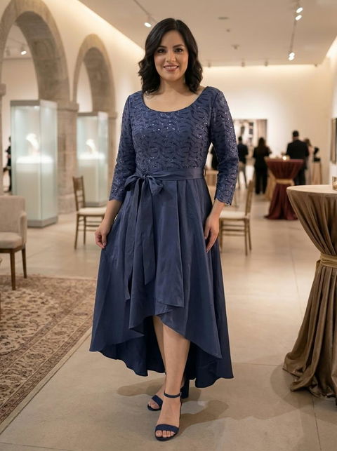 Vestido largo de noche con detalles brillantes