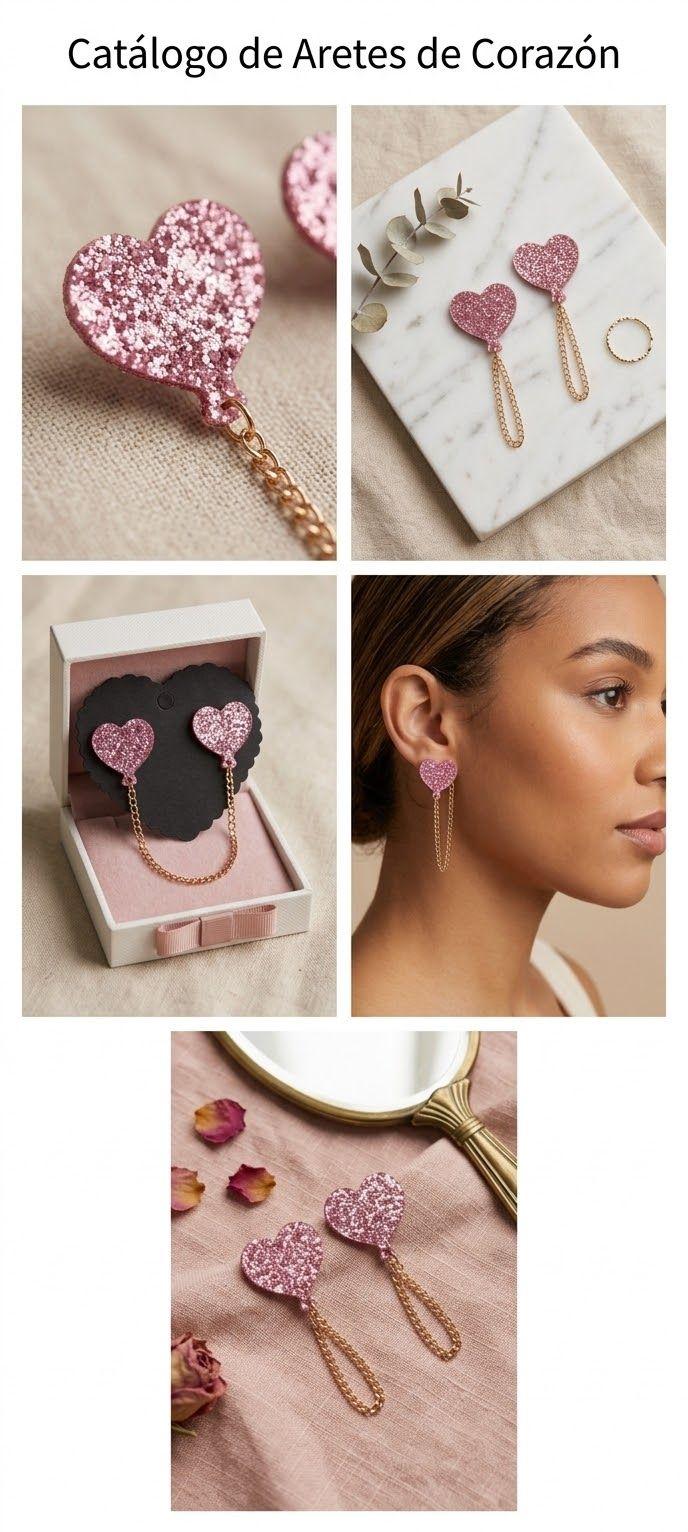 Aretes de Globo Glitters Rosa con Cadena