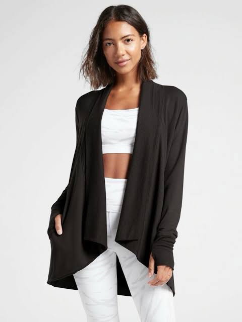Sweater Pranayama Black Wrap de Athleta - Talla L en Buen Estado