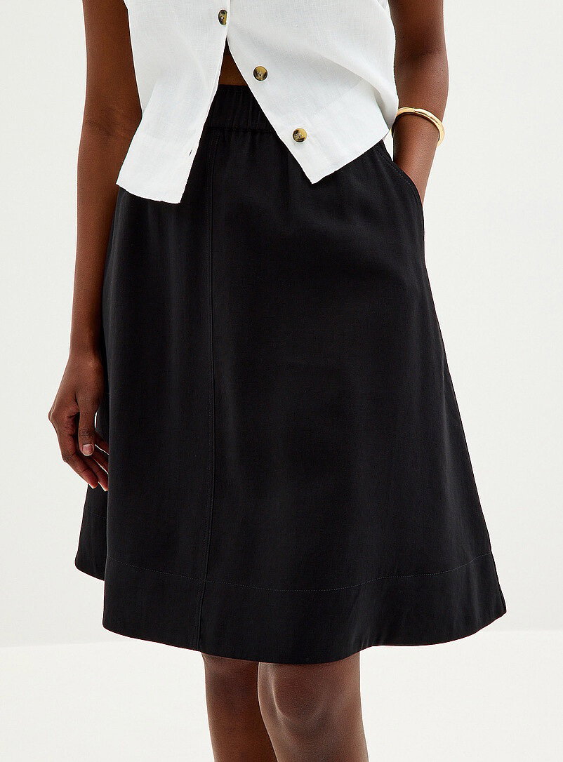 Falda Midi Brooks Brothers Negra Talla 8 (M) 100% Lana