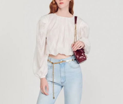 Blusa Sandro blanca con dorado