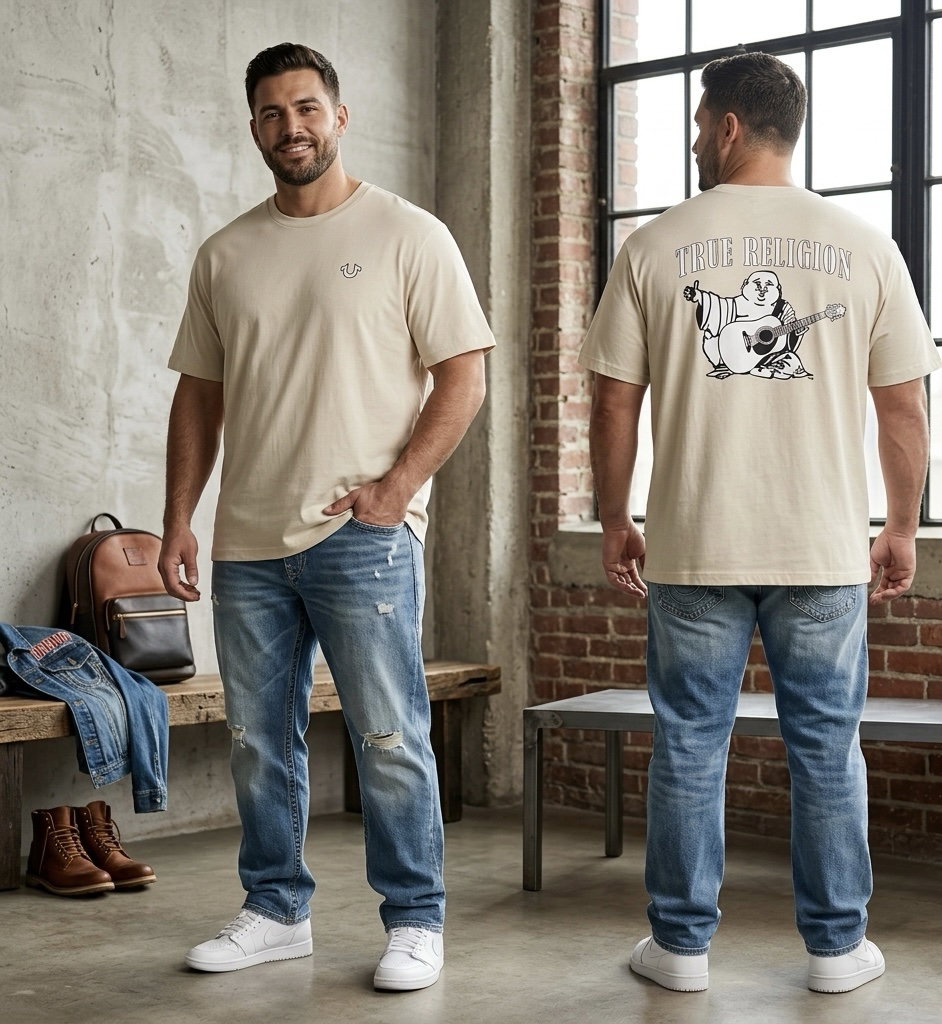 Playera True religion XL nueva color crema