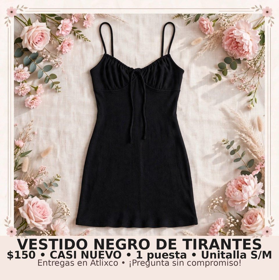Vestido negro de tirantes casi nuevo, unitalla S/M