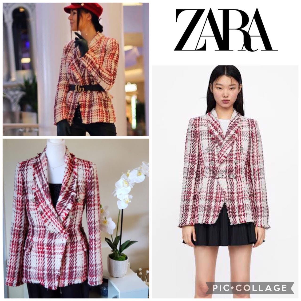 Blazer Zara tweed Tartán nuevo Talla S 