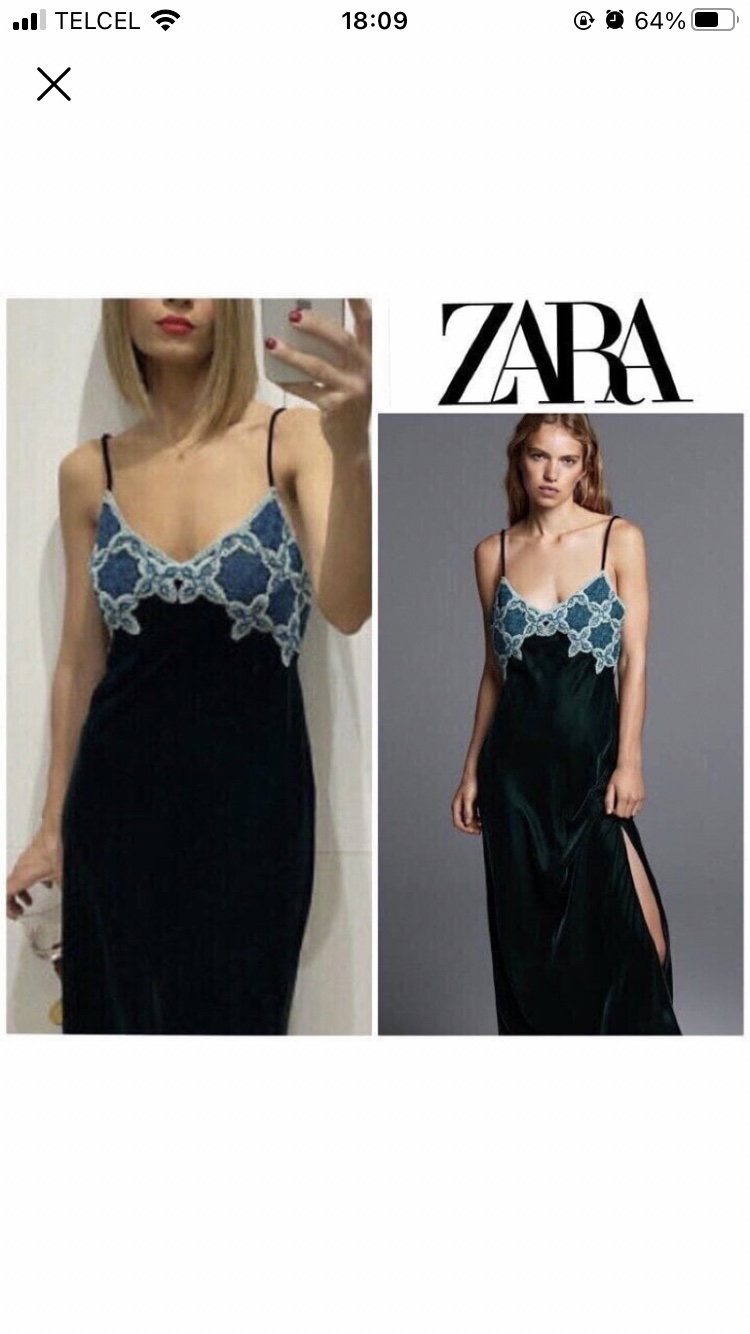 Vestido Zara Crochet y Terciopelo Talla S