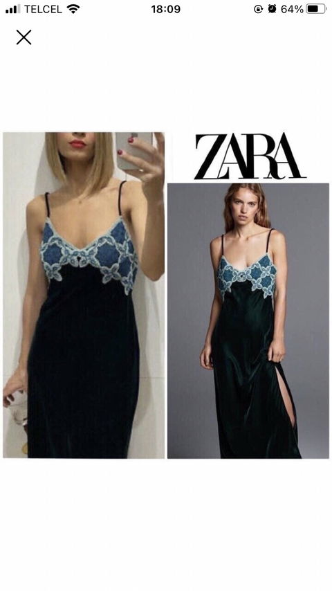 Vestido Zara Crochet y Terciopelo Talla S