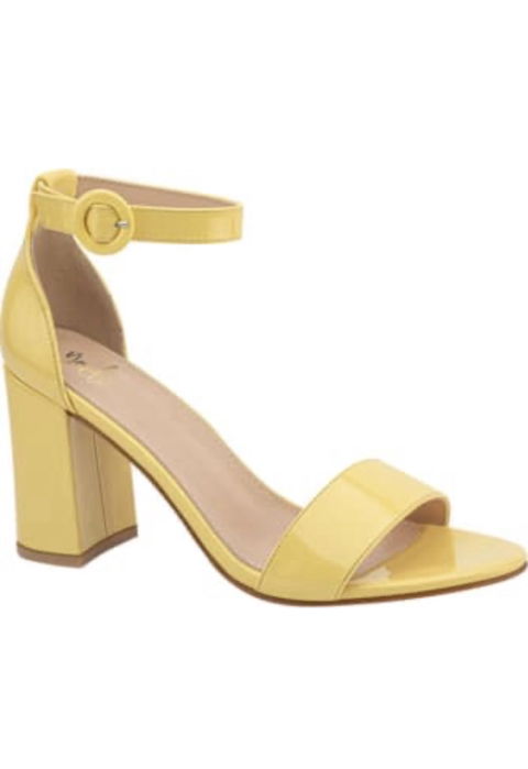 Sandalias Amarillas Charol con Tacón Ancho 7cm - Nuevas