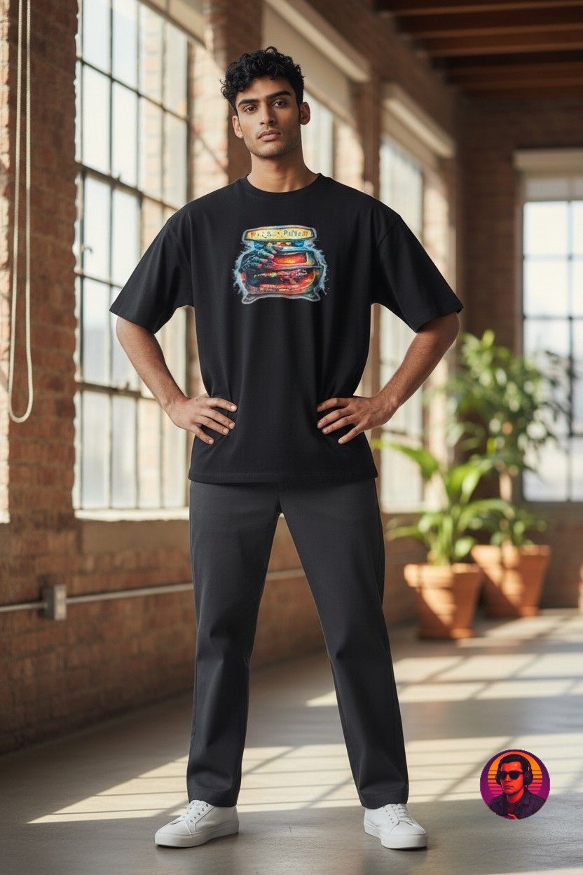 Playera negra con estampado gráfico "Pack a Punch"