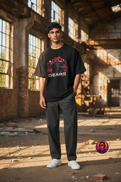 Playera Gears of War Negra con Estampado