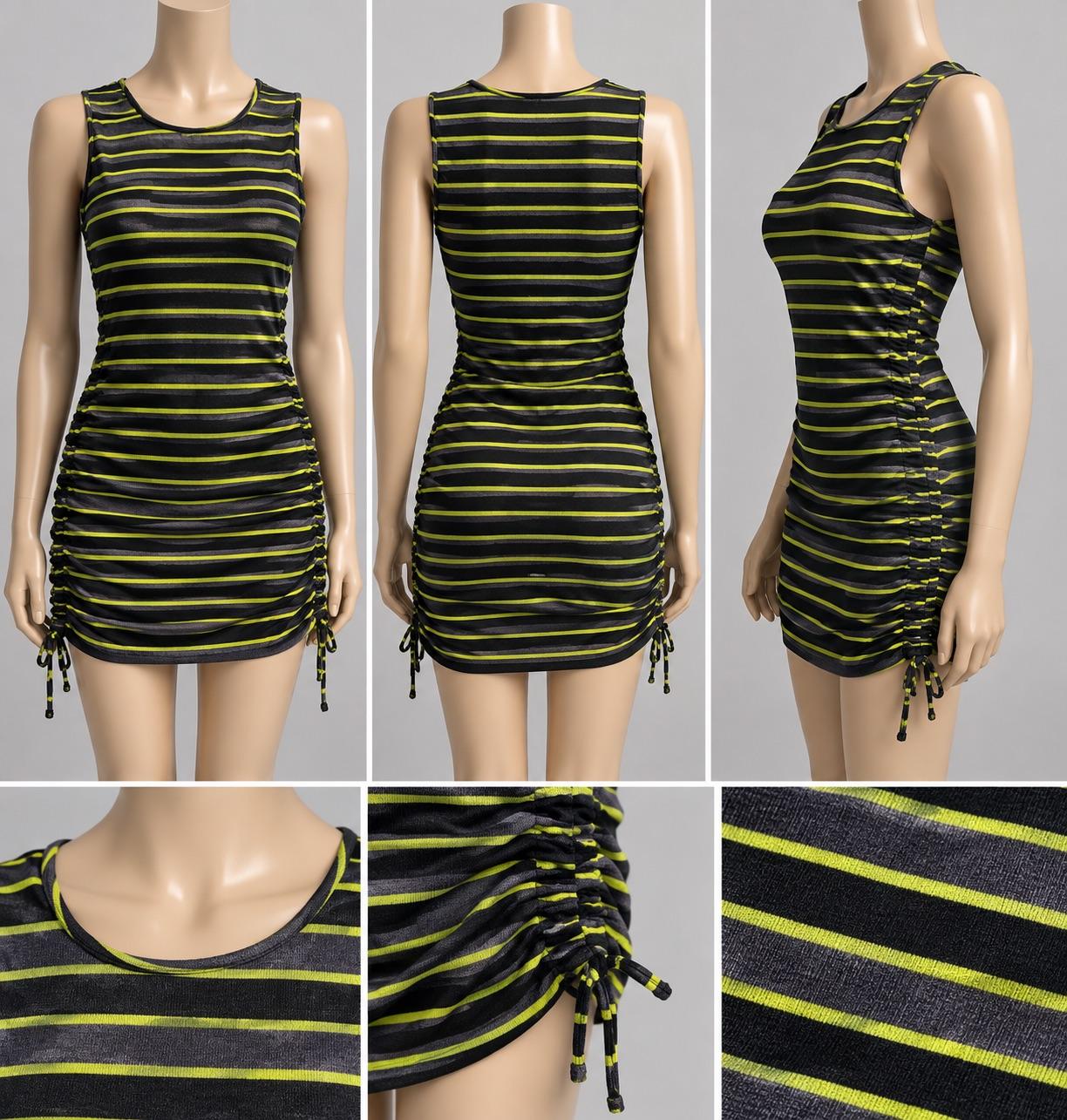 Vestido corto con rayas neón 