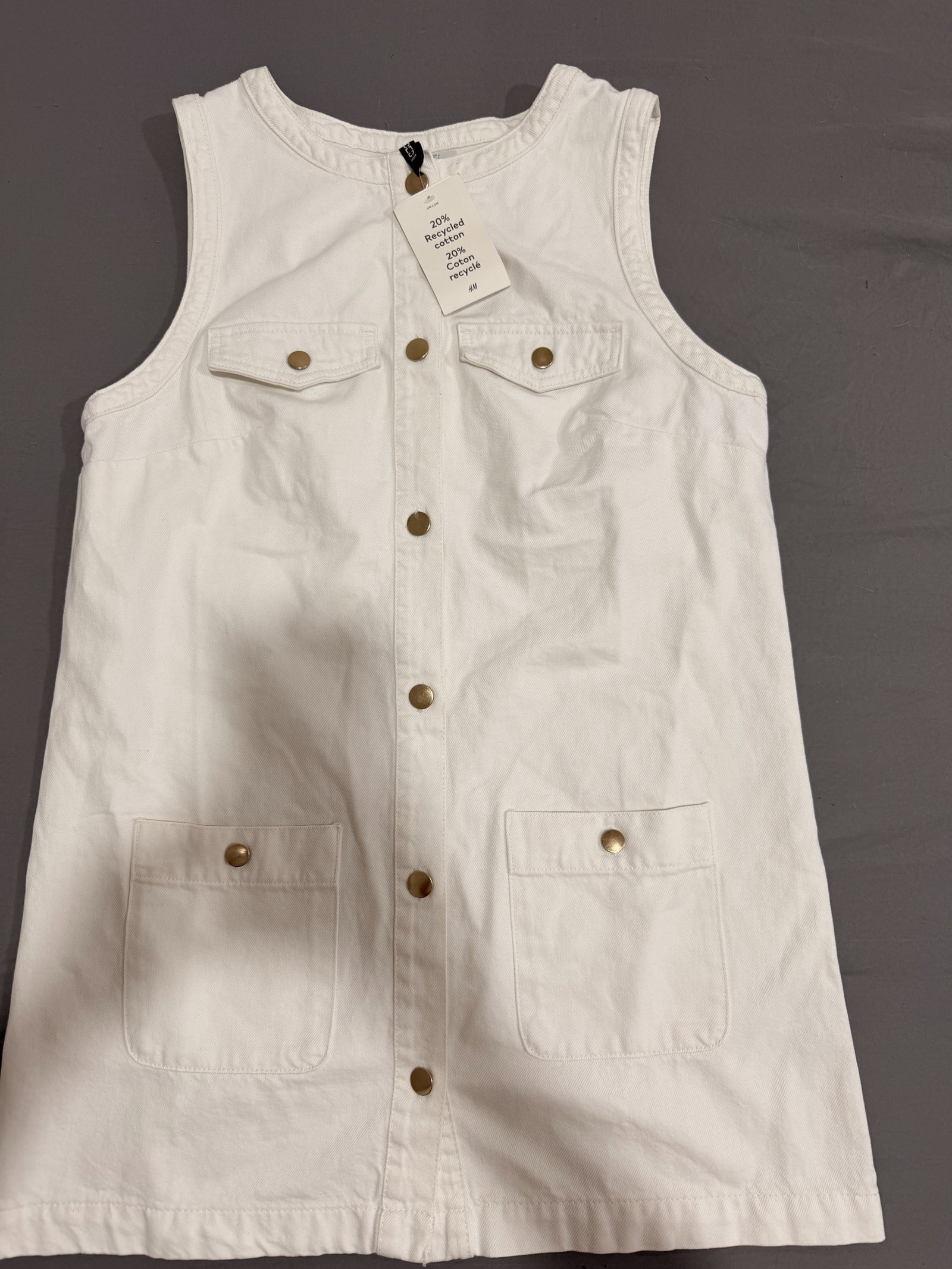 Vestido corto de mezclilla blanco H&M talla L