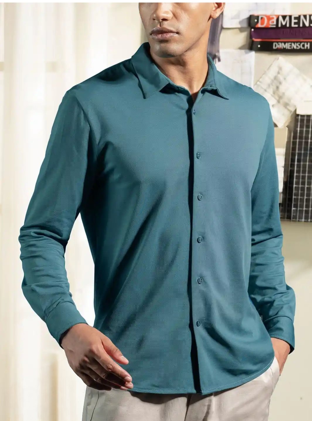 Camisa de Caballero DKNY de Manga Larga en Color Verde