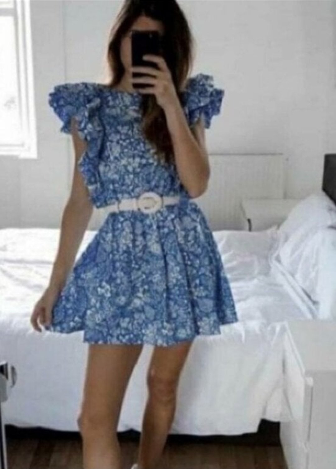 Vestido ZARA Azul con Volantes