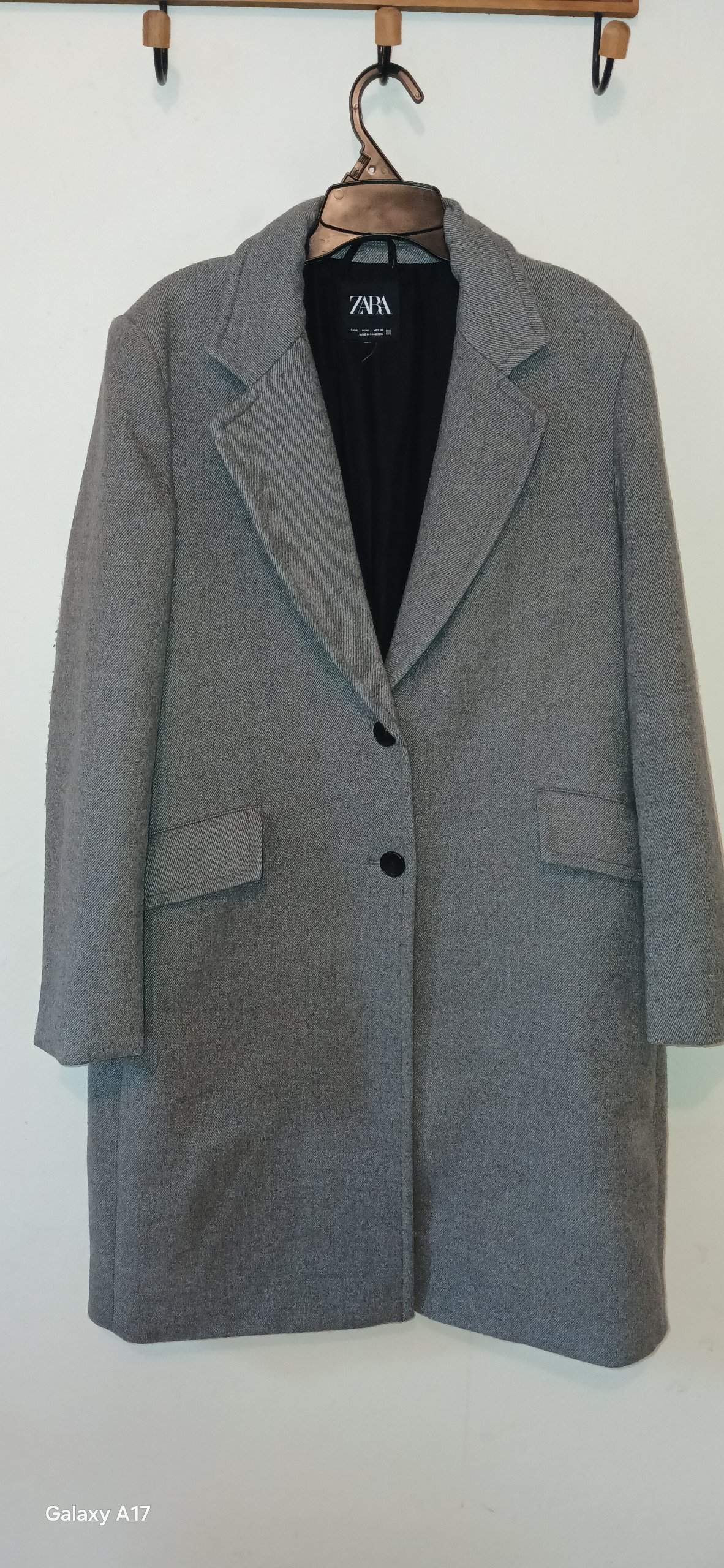 Abrigo largo Zara gris jaspeado, talla L