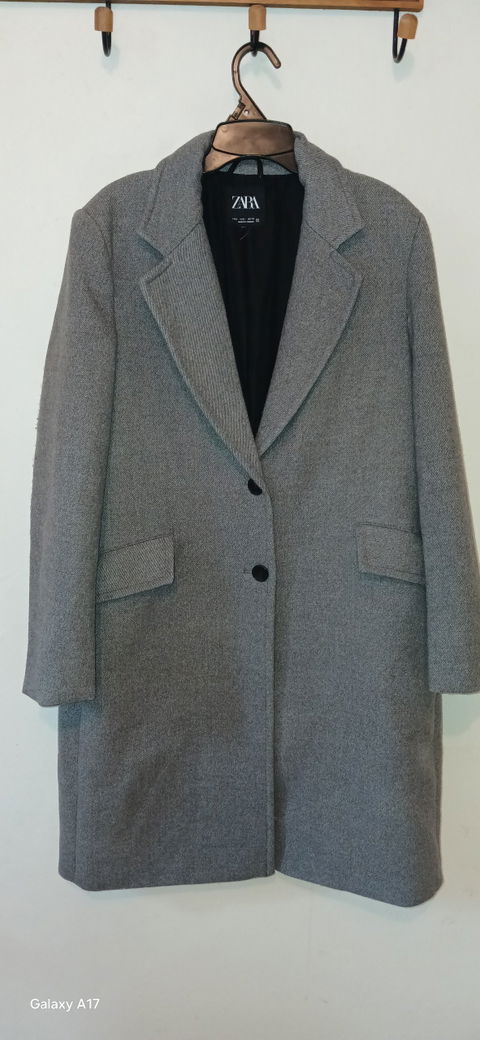 Abrigo largo Zara gris jaspeado, talla L