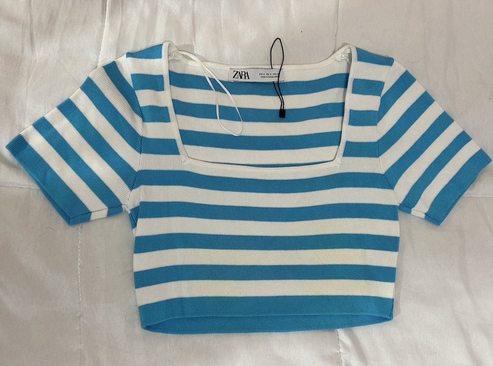 Top ZARA a Rayas Azul y Blanco Talla S Nuevo