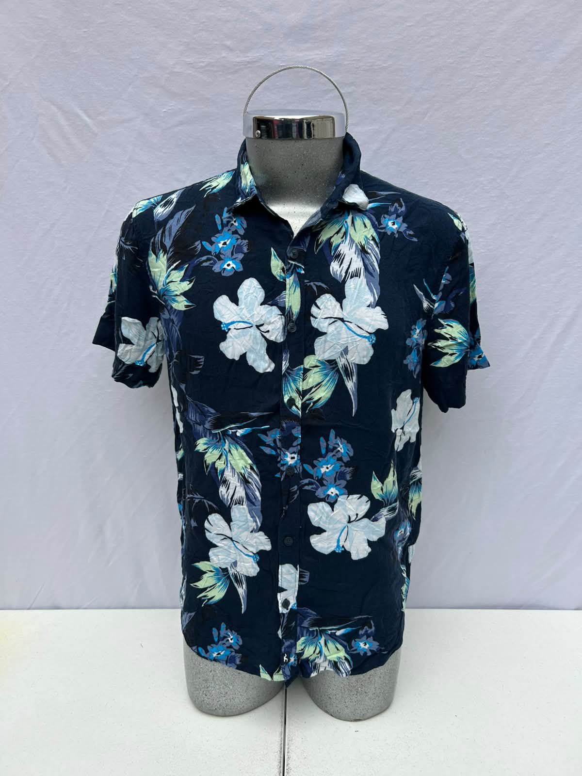 Camisa Hollister Tipo Hawaiana Azul Talla L