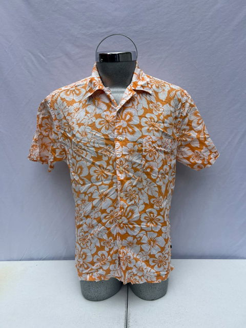 Camisa Hawaiana GAP Talla L Blanca con Naranja