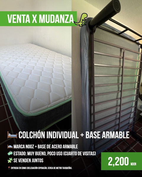 Colchón individual Nooz + base de acero armable