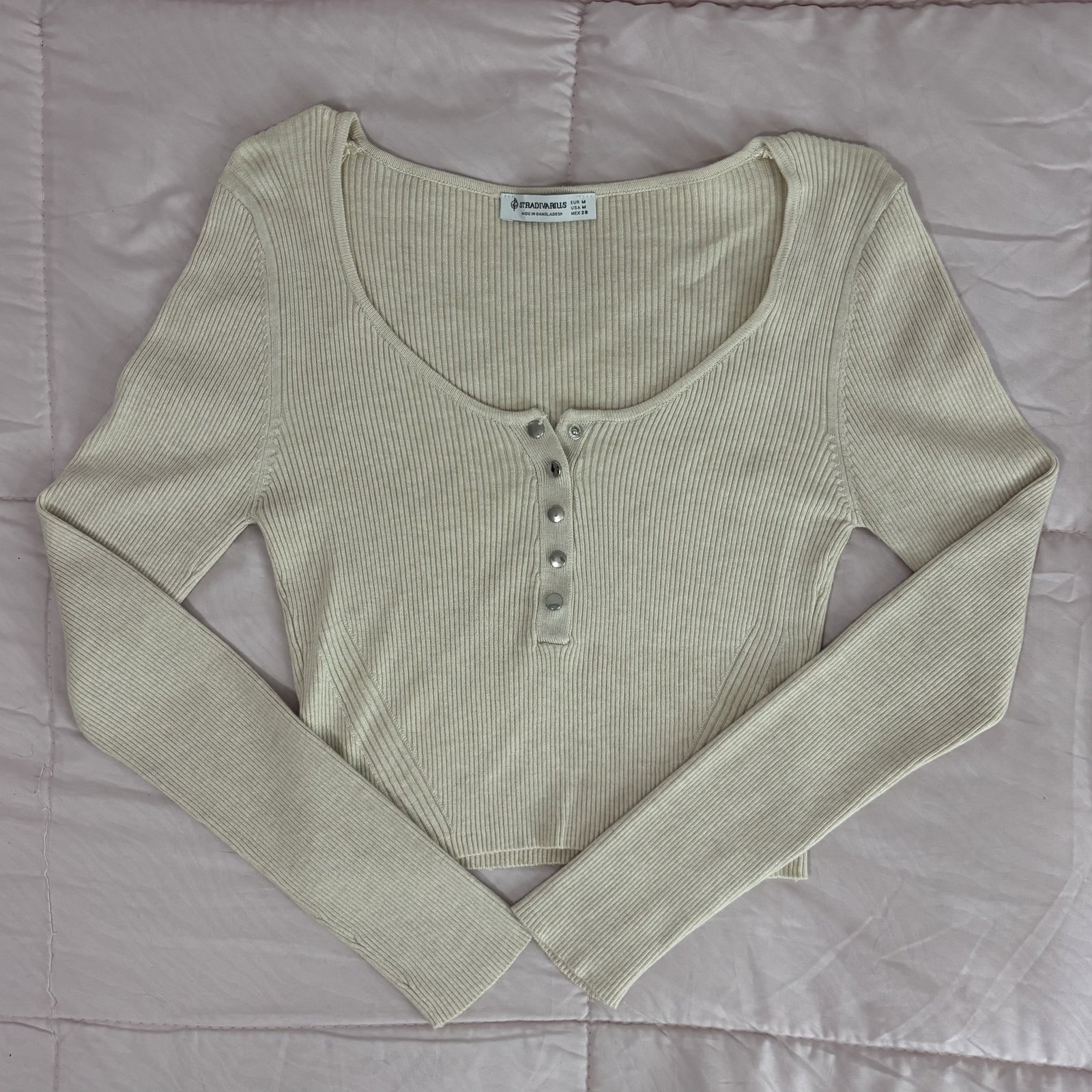 Blusa Stradivarius de Manga Larga Color Beige