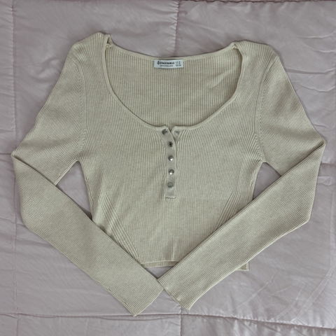 Blusa Stradivarius de Manga Larga Color Beige