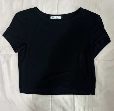 Blusa Zara Negra de Manga Corta