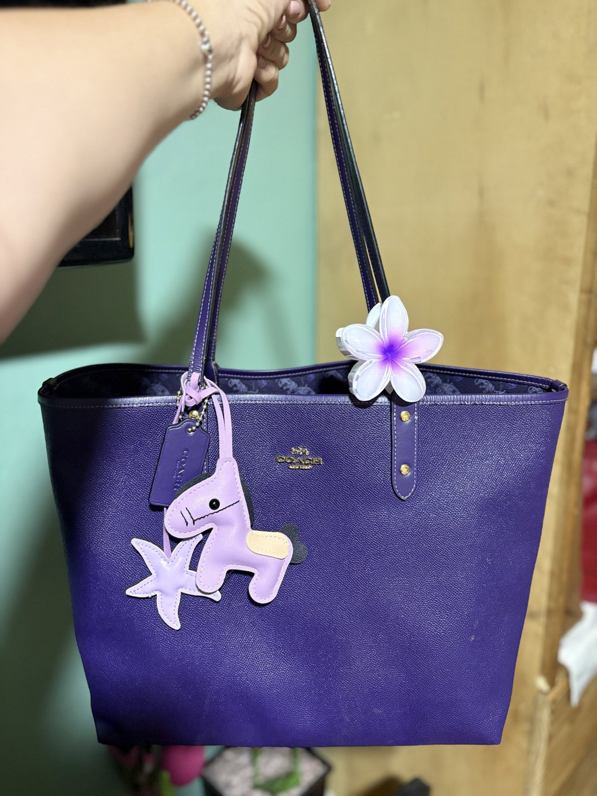 Bolso Coach Doble Vista Tote Color Morado Original