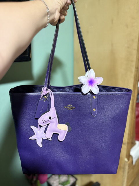 Bolso Coach Doble Vista Tote Color Morado Original