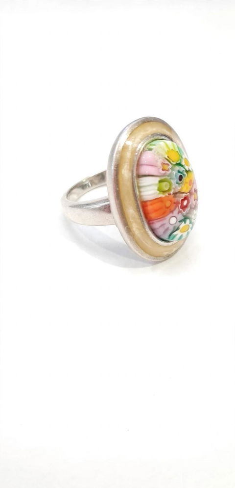 Anillo de plata 9.50 con diseño colorido - Número 8