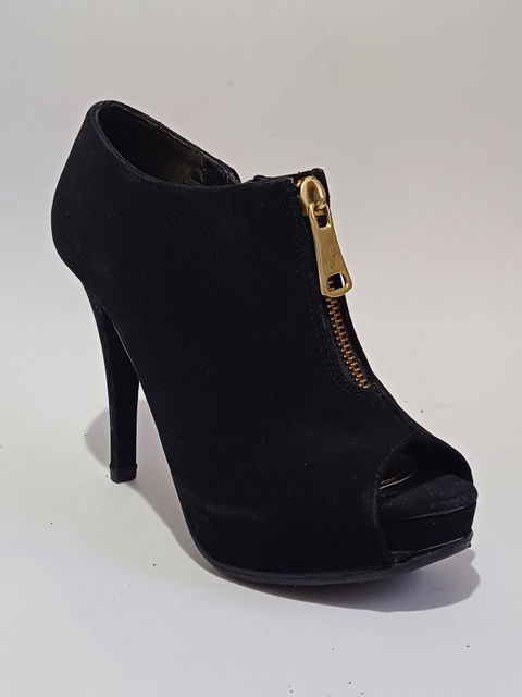 Tacones terciopelo negro aguja abierto de los dedos talla 24