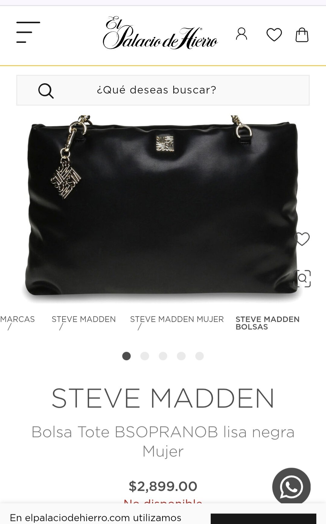 Bolso Tote Negro Steve Madden Bsoprano con Cadenas Doradas