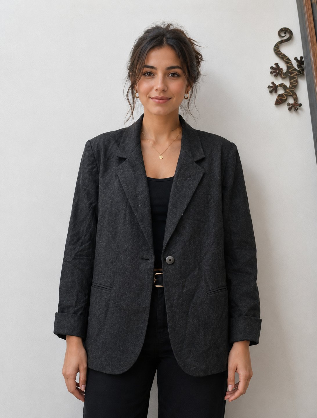 Abrigo-Blazer de Lana Color Gris Oxford