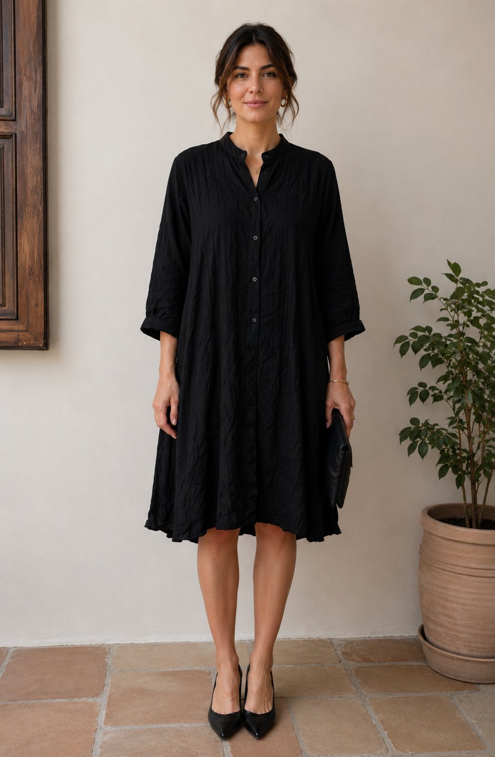 Vestido Camisero Negro de Zara - Like New