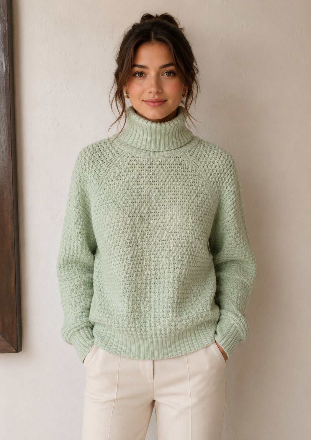Chaleco de Punto Verde con Cuello Alto - Faded Glory - Talla M