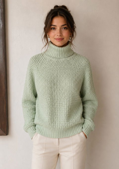 Chaleco de Punto Verde con Cuello Alto - Faded Glory - Talla M