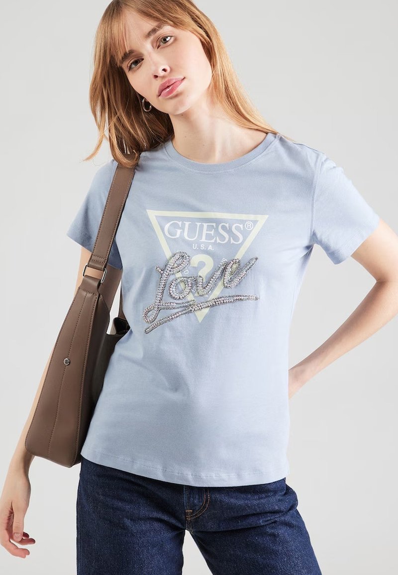 Playera Guess Azul Nueva con Detalle de Strass