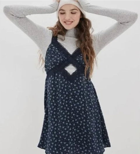 Vestido corto de encaje American Eagle - Talla S - Azul