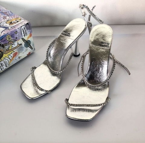 Tacones Jeffrey Campbell Plateados - 23.5 cm