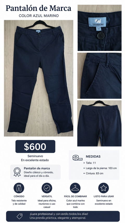 Pantalón de Marca Terrion Seminuevo Color Azul Marino