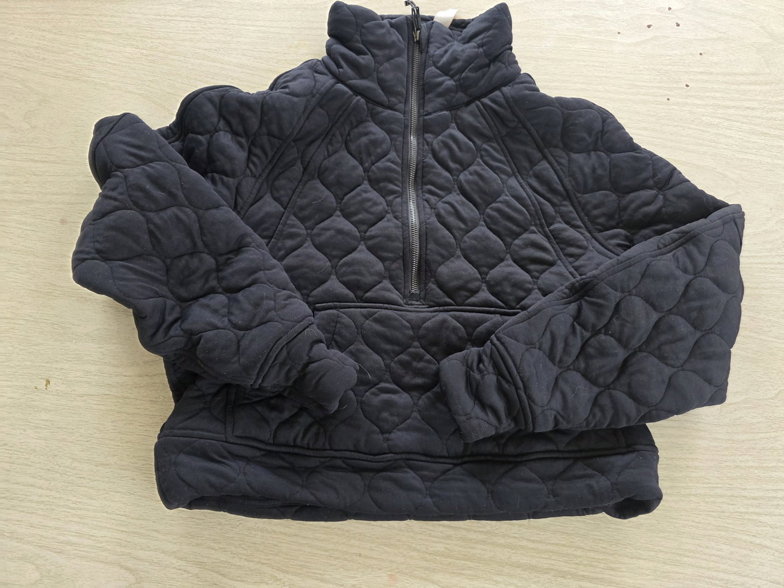 Hoodie Lululemon Scuba Oversized Quilted Half Zip Negra Talla XS/S